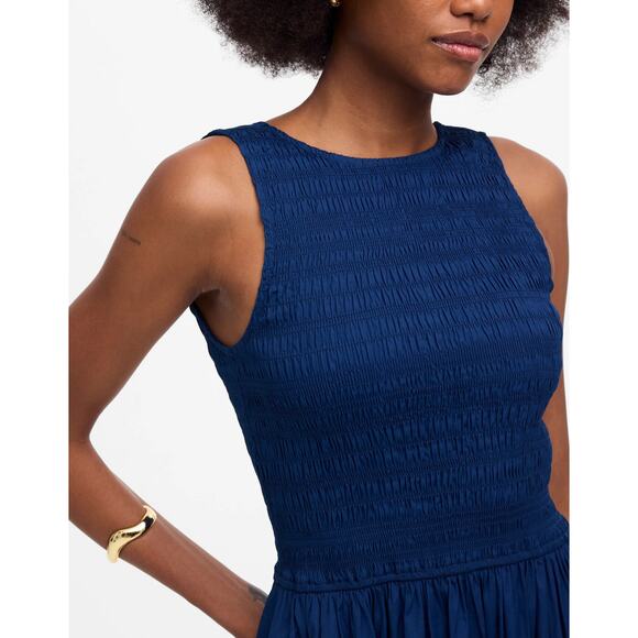 Madewell The Petite Melody Scoopback Smocked Midi Dress Blue Moon Small NWT - Picture 6 of 15